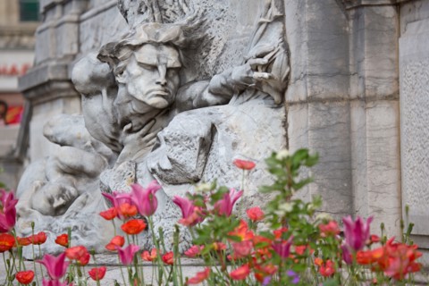 Lyon, sculpture Le Rhone et la Saone