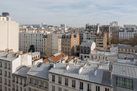 Vue sur les toits de Paris depuis un immeuble de la Rue Lecourbe