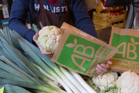 Organic leeks and cauliflowers