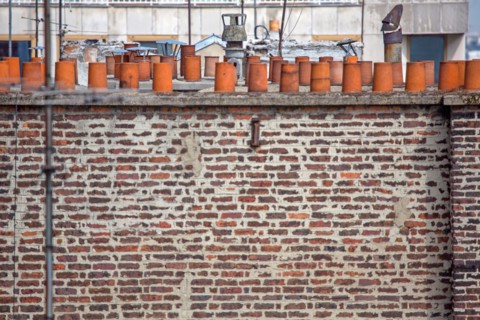 Paris, cheminée en brique dans le 13e arrondissement