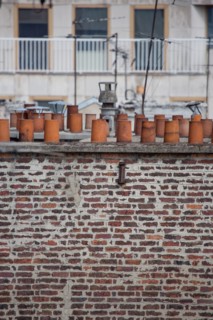 Paris, cheminée en brique dans le 13e arrondissement