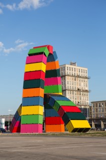Le Havre, Catène de conteneurs, œuvre de Vincent Ganivet