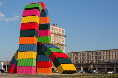 Le Havre, Catène de conteneurs, œuvre de Vincent Ganivet