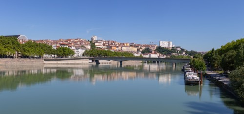 Lyon, depuis la Passerelle du Collège, le Rhône