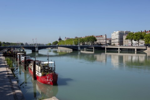 Lyon, depuis la Passerelle du Collège, le Rhône