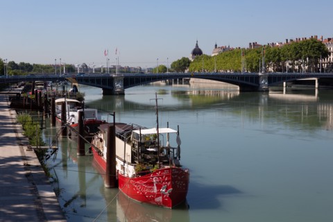 Lyon, depuis la Passerelle du Collège, le Rhône