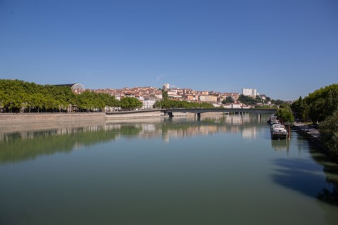 Lyon, depuis la Passerelle du Collège, le Rhône
