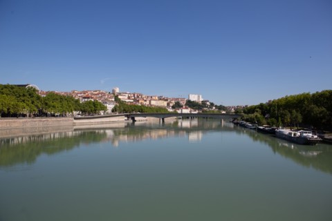 Lyon, depuis la Passerelle du Collège, le Rhône