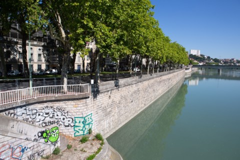 Lyon, depuis la Passerelle du Collège, le Rhône