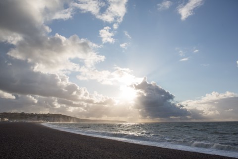 Dieppe, tempête sur la plage, effet de lumière