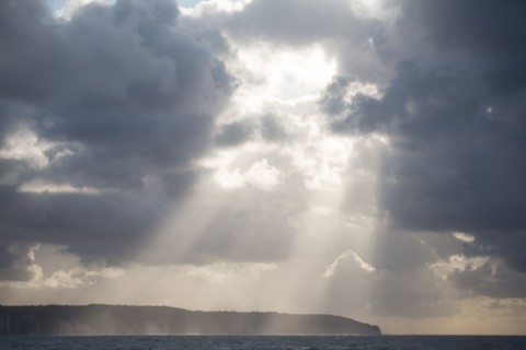 Dieppe, tempête sur la plage, effet de lumière