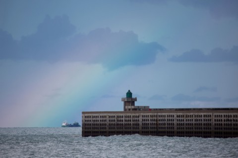 Dieppe, rainbow over the beach