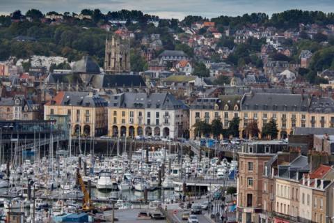 Dieppe, port et quais depuis les hauteurs du Pollet