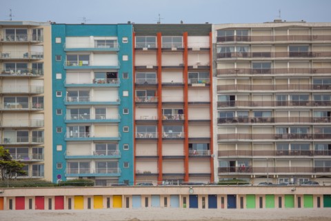 Le Touquet Paris Plage, bathing cabins and seafront buildings