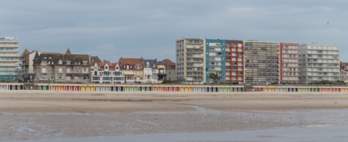 Le Touquet Paris Plage, bathing cabins and seafront buildings