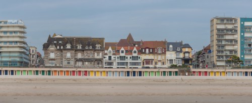 Le Touquet Paris Plage, bathing cabins and seafront buildings
