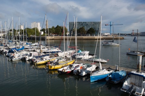 Lorient, port, docked boats and Lorient Agglomeration building