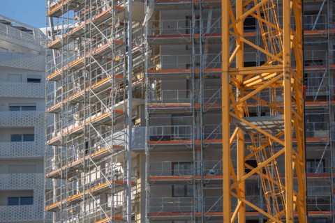 Paris, construction d'immeubles dans le nouveau quartier des Batignolles