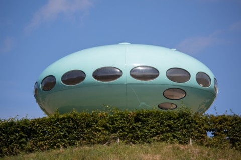Le Havre, jardins suspendus, Fort de Sainte Adresse, Futuro House de Matti Suuronen