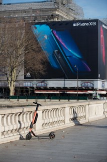 Paris, electric scooter on the Pont au Change