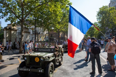 Défilé de commémoration du 75e anniversaire de la Libération de Paris, avenue du Général Leclerc