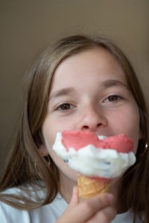 Teenager eating an ice cream