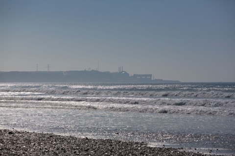 Biville (Manche), vue sur la centrale nucléaire de Flamanville