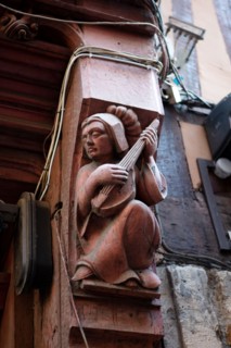 Rouen (Seine Maritime), détail d'une maison à pans de bois