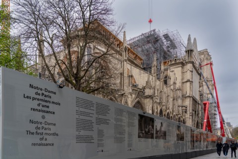 Cathédrale Notre-Dame de Paris, one year after the fire on the evening of 15 April 2019