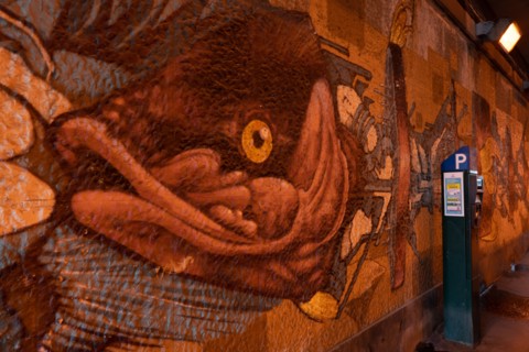 Paris, fresque sous le tunnel de la rue Pascal