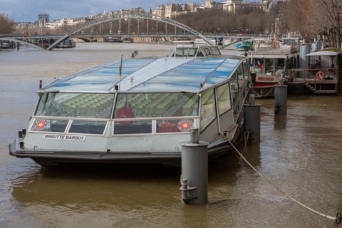Paris, docked tourist boat