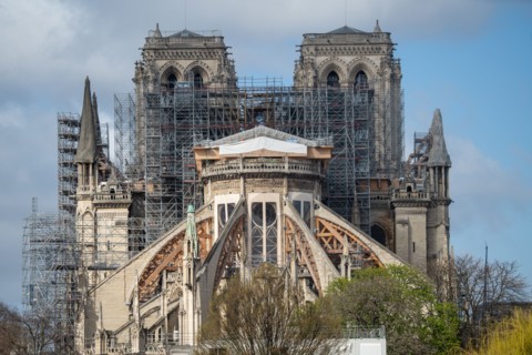 Cathédrale Notre-Dame de Paris, one year after the fire on the evening of 15 April 2019