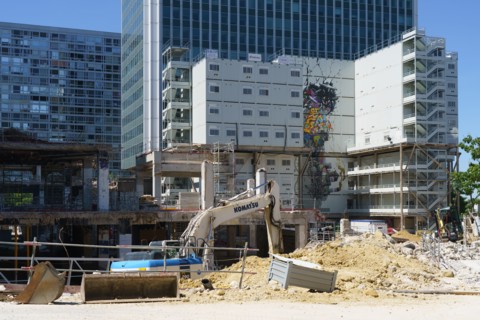 Paris, avenue du Maine, chantier du futur centre commercial Gaité