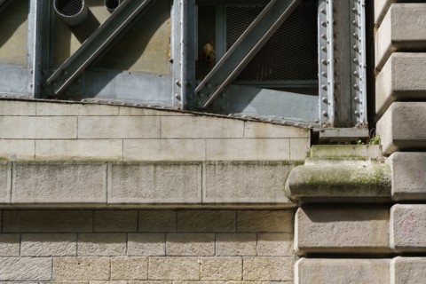 Paris, detail of the metallic structure of the Paris metro line 6