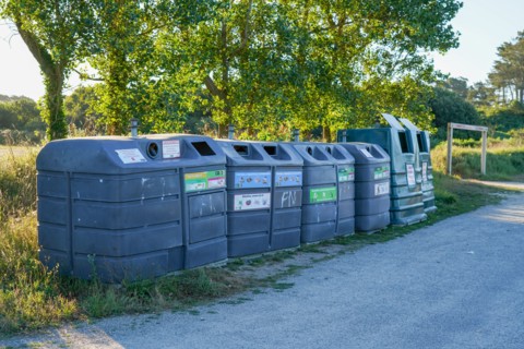 Bins near the beach of la Pointe de Kermorvan, North tip of Finistère