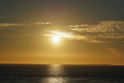 Pointe de Kermorvan, Finistère nord, soleil couchant