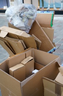 Reims, cardboard boxes