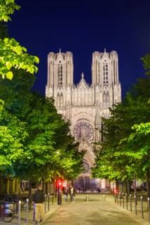Reims, cathédrale Notre-Dame de nuit