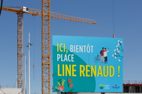 Construction cranes in the J. Chirac park in Rueil Malmaison