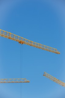 Construction cranes in the J. Chirac park in Rueil Malmaison