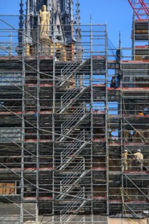 Paris, pose de la nouvelle flèche de Notre-Dame de Paris