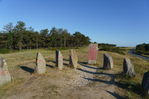 france, region Normandie, Manche, cotentin, Agon coutainville, pointe d'Agon, monument viking