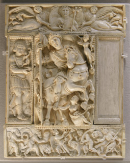 Paris, Musée du Louvre, Feuillet de diptyque en cinq parties : l'Empereur triomphant (Justinien ?)