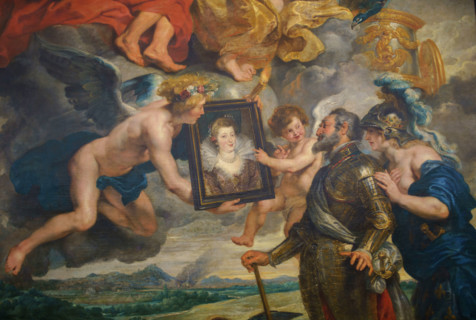 Paris, Musée du Louvre, Henri IV reçoit le portrait de Marie de Médicis et se laisse désarmer par l’Amour (détail)