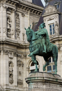 france, région Ile de France, Paris 4e arrondissement,  quai de l'hotel de ville, statue equestre d