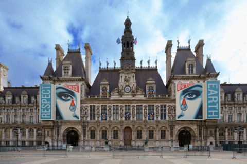 france, région Ile de France, Paris 4e arrondissement, place de l'hotel de ville vegetalisée,