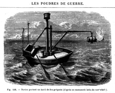Ship carrying the Greek fire Engraving of XIXe -