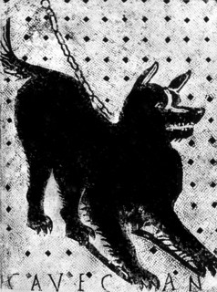 Mosaic of the ruins of Pompeï Attention to the dog -