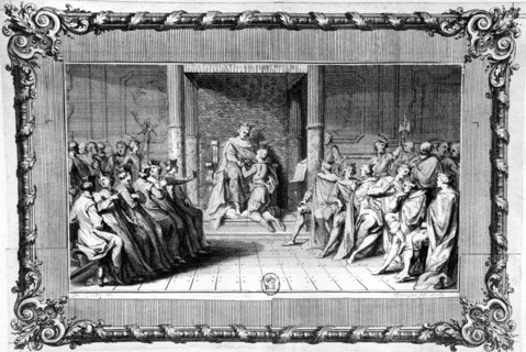 Philippe IV, known as the Beautiful one receives the homage of king Edouard of England -