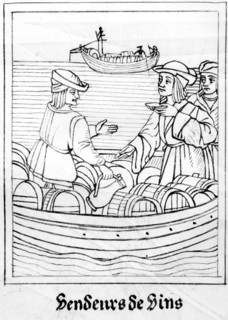 Vendeurs de vins - La vie quotidienne - Bois gravé -